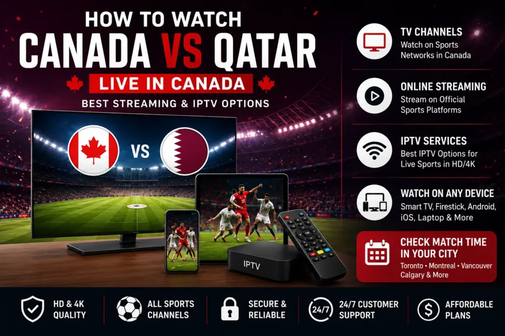 How to watch Canada vs Qatar live in Canada using IPTV, TV channels, and streaming platforms